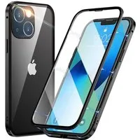 CoolGadget Handyhülle Metall Magnet Handy Case für Apple iPhone 13 6,1 Zoll, Hülle 360 Grad Schutz Cover Gehärtetes Glas für iPhone 13