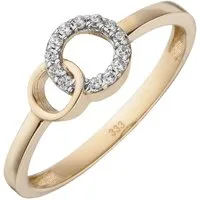 Schmuck Krone Goldring Ring aus 333 Gelbgold bicolor mit 13 Zirkonia, Gold 333
