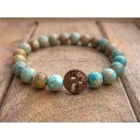 NAHLE Perlenarmband Lebensbaum Achat Naturstein Armband Baum des Lebens Armband (inkl. Schmuckbox), elastisches Band