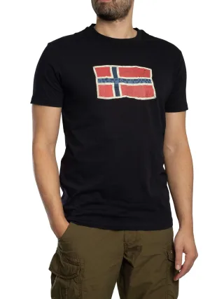Napapijri Mahsa Grafik-T-Shirt, Schwarz