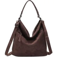 ITALYSHOP24 Schultertasche Damen Tasche Samt Shopper Hobo-Bag Umhängetasche Wildleder-Optik Reise, Crossbody Henkeltasche Beuteltasche Handtasche Velours CrossOver