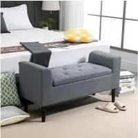 HOMCOM Sitzbank mit Leinenoptik, belastbar bis 130 kg (Polsterbank, 1-St., Sitzhocker), für Wohnzimmer Schlafzimmer Flur, 116 x 44 x 58 cm Hellgrau