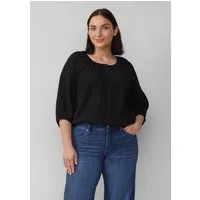 s.Oliver Kurzarmbluse Bluse Strukturierte Relaxed-Fit-Bluse mit Raffungen und Raglanärmeln