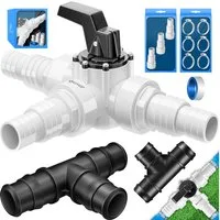 KESSER Poolschlauch mit 6x Edelstahl-Schlauchschellen & 8m Teflon-Dichtband, (12-teilig 3-Wege Ventil Anschluss & ABS-Adapter Ø32 & Ø38mm)