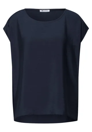 Street One - Schimmerndes Basic Top blau - Gr. - 36