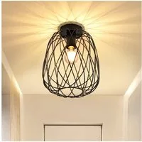 Nettlife Deckenleuchte Schwarz Vintage Kaefig Deckenstrahler E27 Lampenfassung Metall, LED wechselbar, Einzeln Esszimmerlampe für Wohnzimmer Küche Schlafzimmer Flur
