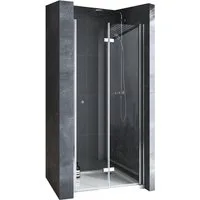 Boromal Dusch-Falttür Duschtür 180º faltbar Falttür Nischentür Dusche 90 100, 75x185 cm, 5mm Sicherheitsglas, (Pendeltür Scharniertür, B:75/80/90/100/120cm) mit Alu Bodenleiste, Aluprofile, Rechts-und Links montierbar