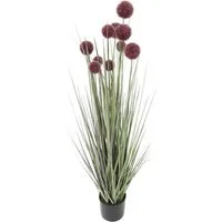 Kunstpflanze "Allium" 90 cm hoch, Topfpflanze, Dekopflanze, unechtes Ziergras, Dekoleidenschaft, Höhe 90 cm, künstliches Dekogras für Wohnzimmer, Bad & Schlafzimmer