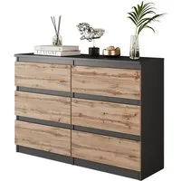 Furnica Kommode 6 Schubladen, Sideboard, Schubladenschrank Breite 100cm Höhe 71cm