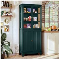 HOLTICO Hochschrank Freistehender küchenschränke mit Glastür, Glasküchenschrank, 183 cm (1-St) klassischer hoher Schrank mit Glastür und verstellbaren Regalen