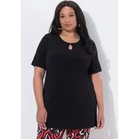 Ulla Popken Longshirt Longshirt Keyhole A-Linie Rundhals Halbarm