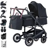 Daliya® Kombi-Kinderwagen NEOMOVE 3in1 Kinderwagen mit i-Size Babyschale & Buggy, (Reise-Set, 10-tlg), Kinderwagen mit i-Size Babyschale, Alu-Rahmen, Großer Einkaufskorb