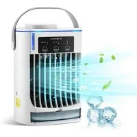 MOPUEA Ventilatorkombigerät Tragbarer Luftkühler Klimaanlage Luftbefeuchter 500ML Wassertank, 4-in-1 Multifunktionales Luftkühlgerät