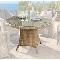 Destiny Gartentisch LUNA, Polyrattan, Ø 100x75cm, mit aufgelegter Glasplatte