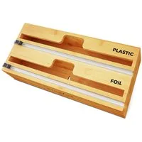 SpaceAid Folienspender Folienspender Mit Cutter, (2 in 1 Kunststofffolie, Aluminiumfolie und Wachs-Bambusspender), für Küche, Aufbewahrung