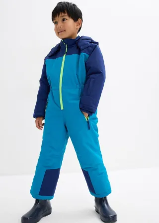 bonprix Schneeanzug, blau, Gr.110, Jungen Schneeoverall mit praktischen Taschenlösungen und abnehmbarer Kapuze