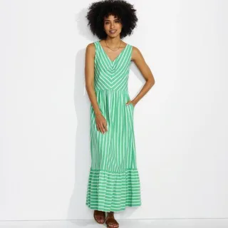 Maxikleid aus Baumwolle/Modal-Mix mit V-Ausschnitt für Damen, Damen, size: regular, Grün, Elasthan/Baumwoll-Mischung/Baumwolle Modal, by Lands' End