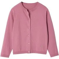 vertbaudet Strickjacke Mädchen Strickjacke BASICS Runder Ausschnitt, Knopfverschluss