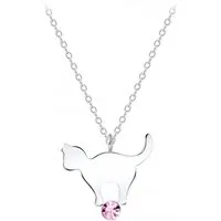 ALEXANDER YORK Kette mit Anhänger KATZE stehend Kristall rose, 2-tlg., 925 Sterling Silber