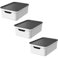 ROTHO Aufbewahrungsbox 3er Set Aufbewahrungsbox mit Deckel 10L JIVE