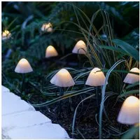 Lights4fun LED Gartenleuchte 12er Set Solar Stableuchten Pilze