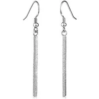Materia Paar Ohrhänger Damen Silber Stäbchen Matt 50mm SO-80, 925 Sterling Silber, rhodiniert