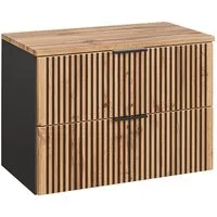 einfachgutemoebel Waschtisch-Set Bad Waschplatz Tribune 80cm, zum Unterbau, Schwarz - Wotan-Eiche, (Badmöbel Set, 1-St., Waschtisch Unterschrank)