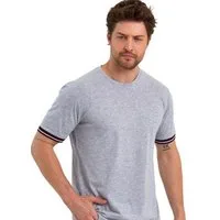 COMEOR T-Shirt Basic Herren Kurzarm Rundhalls (Packung, 1-tlg) mit gestreiften Ärmel Bündchen