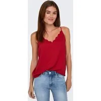 ONLY Spaghettitop ONLDEBBIE SINGLET NOOS WVN Kunstfaser, regular fit, Rundhals