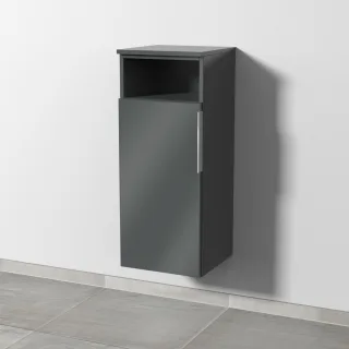 Sanipa 3way Mittelschrank mit 1 Tür und 1 offenem Fach, Anthrazit-Glanz, UF13279 UF13279