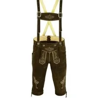 Myooka Trachtenlederhose Herren Trachtenlederhose Inkl. Hosen Träger Größe 46-62 LE1BRN