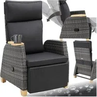 tectake Rattanstuhl Rattansessel Pescara mit Aluminiumgestell, Lehne verstellbar (Set, 1 St), Stabiles und belastbares Gestell aus leichtem & rostfreiem Aluminium