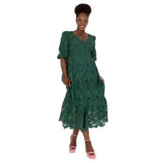 Maya Deluxe - Midikleid für Damen, 3/4 Ärmel (Smaragd)