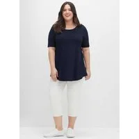 Sheego T-Shirt Longshirt Kurzarm mit abgerundetem Saum