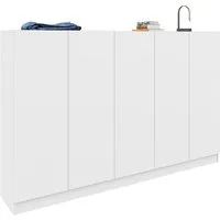 borchardt Möbel Schuhschrank Vaasa, Schuhregal 5-türig mit 18 verstellbaren Fächern Breite 190 cm, Höhe 120 cm, grifflose Optik