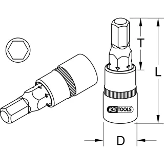 KS TOOLS 1/2" Bit-Stecknuss Innensechskant, kurz - 911.5304