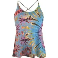 Guru-Shop T-Shirt Batik Hippie Top - hellblau Ethno Style, Hippie, alternative Bekleidung, Festival