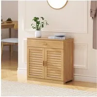 en.casa Schuhschrank »Aarela« mit Schublade und 2 Türen 67 x 66 x 34 cm Bambus
