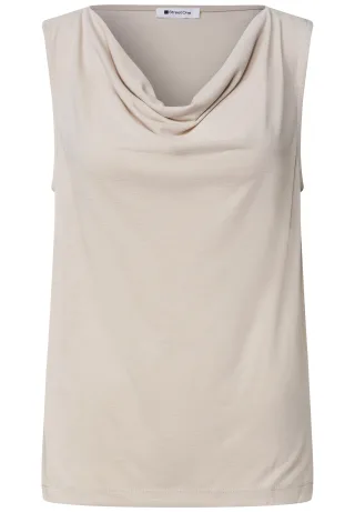 Street One - Silk-Look Top mit Wasserfall-Ausschnitt clay sand - Gr. - 36