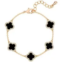 Lulu & Jane Armband Kleeblatt gelbvergoldet