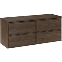 Lomadox Waschbeckenschrank TEMUCO-56-WALNUT 120 cm breit, in Walnuss mit Rahmenfräsung, wandhängend