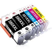Toner Kingdom 6PK Multipack für CANON 580XL 581 PGI-580XL CLI-581XL Tintenpatrone (TS6150 TS8150 TS6250 TS9550 TR8550 TS6350 TS8350)
