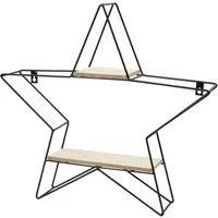 Expo Börse Regal Metallregal Stern schwarz mit 2 Holzablagen 50 cm Standregal Wandregal