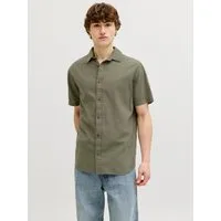 Jack & Jones Kurzarmhemd JJESUMMER LINEN BLEND SHIRT S/S SN Baumwolle mit Leinen, regular fit