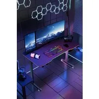 Bellaro Life Computertisch RGB Gaming Schreibtisch 120x60cm, Carbon-Optik, stabile Struktur, Getränkehalter & Kopfhörerhalter