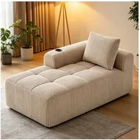 MODFU Sofa Cord-Kompaktsofa, mit Sofa, Rückenkissen, integrierter Getränkehalter & seitlicher Aufbewahrungstasche