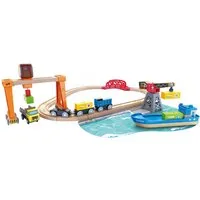Hape Spielzeug-Eisenbahn Abladen und Aufladen im Hafen, (Set)