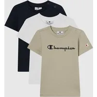 Champion T-Shirt ICONS CONTRAST 3 pack Crewneck T-Shirt (Packung, 3-tlg., 3) 3er-Pack, Kurzarm, Rundhalsausschnitt, sportlicher Stil