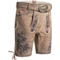 Nübler Trachtenlederhose Lederhose kurz Louis in Grünbraun von Nübler.