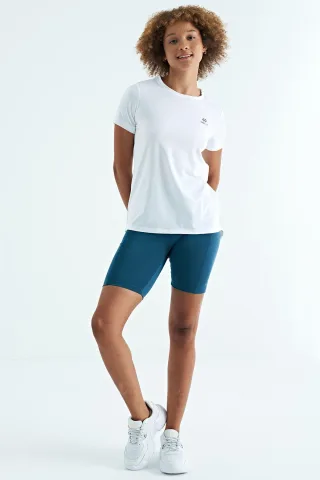 Damen lockeres Rundhals-T-Shirt mit Seitenschlitzen